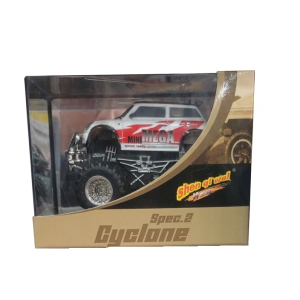 ماشین کنترلی آفرود Cyclone Spec.2 مدل MINI MEGA با بدنه سفید و چرخ‌های بزرگ